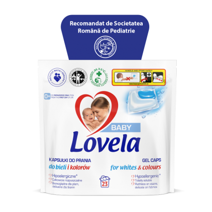 Detergent lichid capsule Detergent capsule Lovela Baby, pentru rufe albe & colorate, 23 spalari