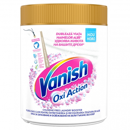 Pudra pentru indepartarea petelor pentru haine albe Vanish Oxi Action, 423gr