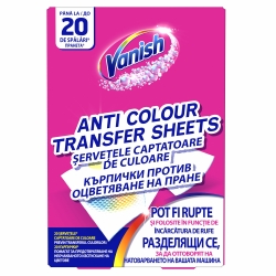 Servetele Anti-transfer Servetele anti-transfer de culoare haine Vanish, 20 buc