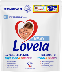 Detergent lichid capsule Detergent capsule Lovela Baby, pentru rufe albe & colorate, 60 spalari